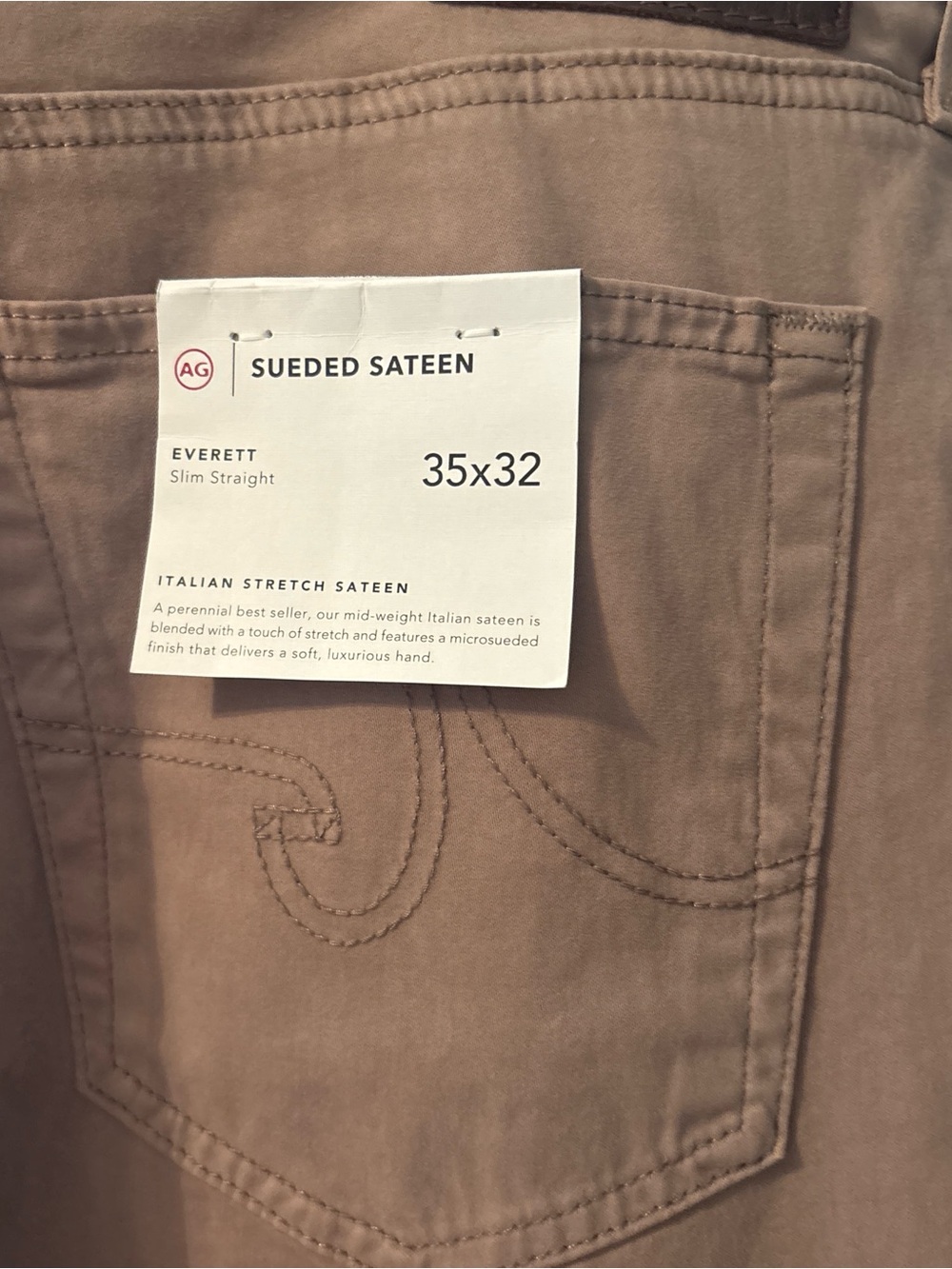 Ag Adriano Goldschmied Everett Slim Straight Jeans in Taupe (35x32)